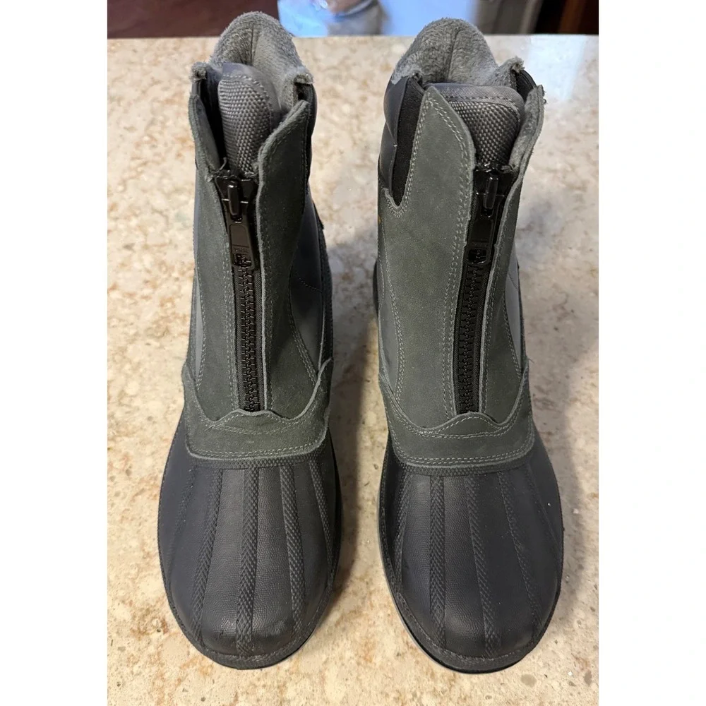 Nortiv 8 Mens Winter Snow Boots Waterproof Insulated Front Zip Black Grey 11